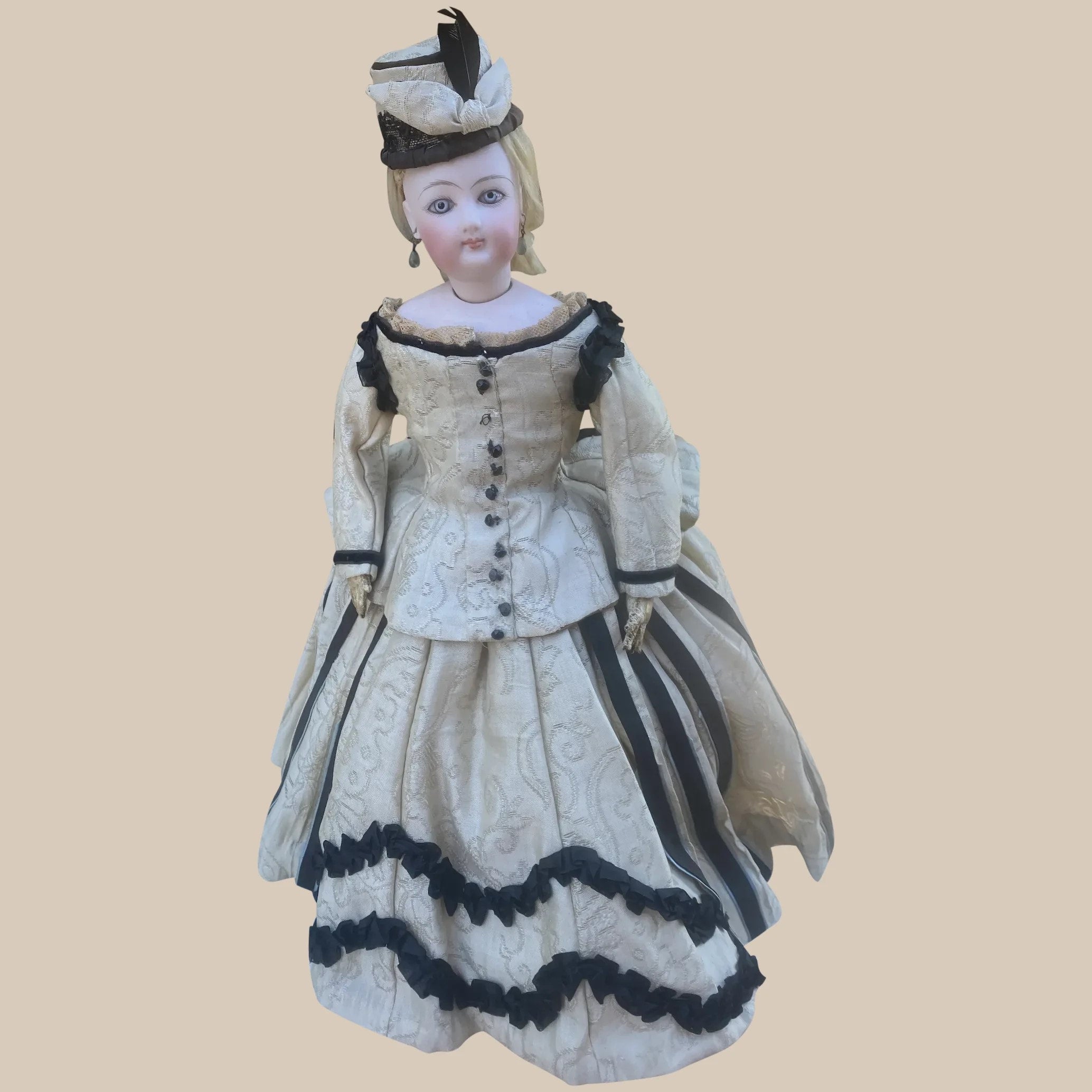 slim fit dress slacks Large Antique 21 Portrait Jumeau French Fashion Bisque Shoulder Head Doll