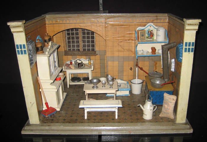 Antique German Christian Hacker doll house miniature kitchen